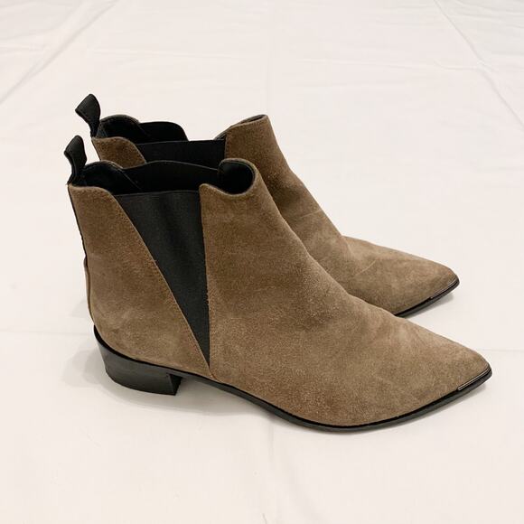 Acne Studios Jensen Women's Ankle Boots Tan Suede Leather Pointed Toe Chelsea 41 - Picture 3 of 10
